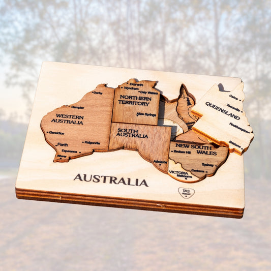 Australian Wood Puzzle ~ Animals & States (Double Layer) Mixed Wood