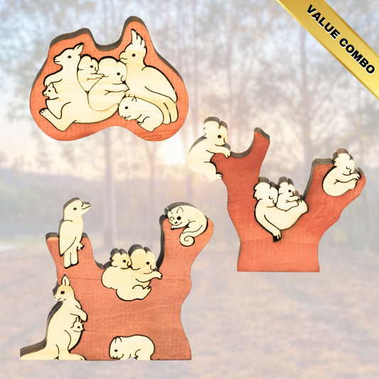 3D Puzzle - 3 x Pack of Animals & Koalas